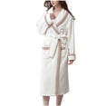 thumbnail image 2 of Wancir Robe Winter Bathrobe Women Loose Loungewear Sweet Tender Robe Fleece Coral Warm Robes Pink Grey, 2 of 9
