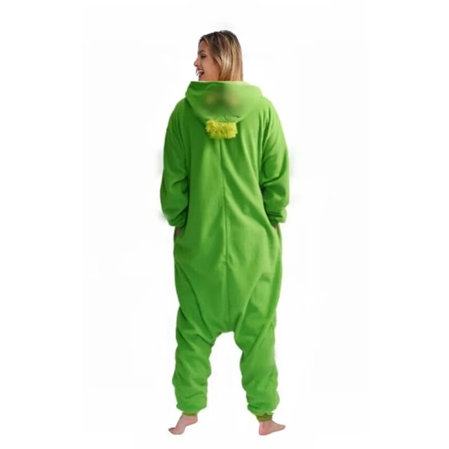 Pijama Kigurumi con cremallera de monstruo verde, Mono para adulto, Pijama de una pieza, mono de dibujos animados, ropa de dormir de cuerpo entero, disfraz de Cosplay de Anime