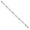 thumbnail image 3 of Gem Stone King 925 Sterling Silver Blue Zircon and Green Peridot and Lab Grown Diamond Bracelet for Women | 4.61 Cttw | Gemstone Birthstone | Oval 6X4MM | Length 7.25 inches, 3 of 6