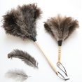 thumbnail image 2 of 1pc, Long Handle Wooden Handle Pure Natural South African Ostrich Hair Duster Household Dusting Duster Thickened Chicken Hair Duster Electrostatic Adsorption Dust Ostrich Feather Duster Car Dust Sweep, 2 of 4