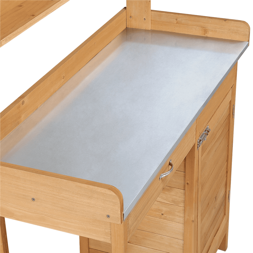 Renwick Outdoor Garden Potting Bench W/Cabinet Drawer Open Shelf, Wood