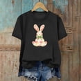 thumbnail image 4 of Happy Easter Bunny Shirt for Women - Cute Rabbit Print Short Sleeve Tunic Tops Spring Holiday Casual Tee Cute Bunny Blouse, 4 of 6