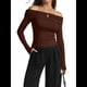 thumbnail image 2 of Blusas Elegantes Informales con Hombros Descubiertos para Mujer, de Corte Entallado, de Larga, para Salir en y Otoño. Color Café M, 2 of 8
