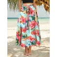 thumbnail image 3 of Hibeli Women Hawaiian Floral Print Maxi Skirt High Elastic Waisted Split Thigh Long Skirt with Pockets, 3 of 8