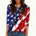 thumbnail image 4 of Women's 250 Anniversary Usa Shirt Usa Flag Graphic Print 3/4 Length Sleeve Womens Tops Casual Loose Fit Patriotic Tees for Celebrate 250th Anniversary Of America, 4 of 4