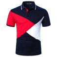 thumbnail image 2 of Pompotops Men's Spring And Summer Leisure Patchwork Shirt With Lapel Short Sleeves on Sale, 2 of 8