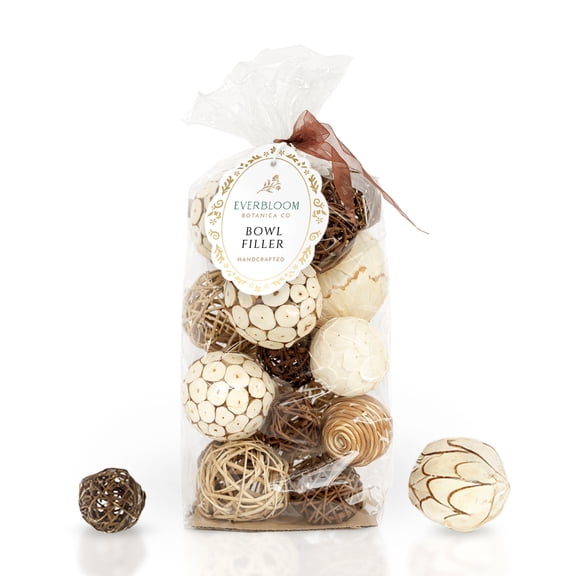 Everbloom Botanica Co Brown & White Decorative Bowl Fillers for Home Decor, 22-Piece Pack