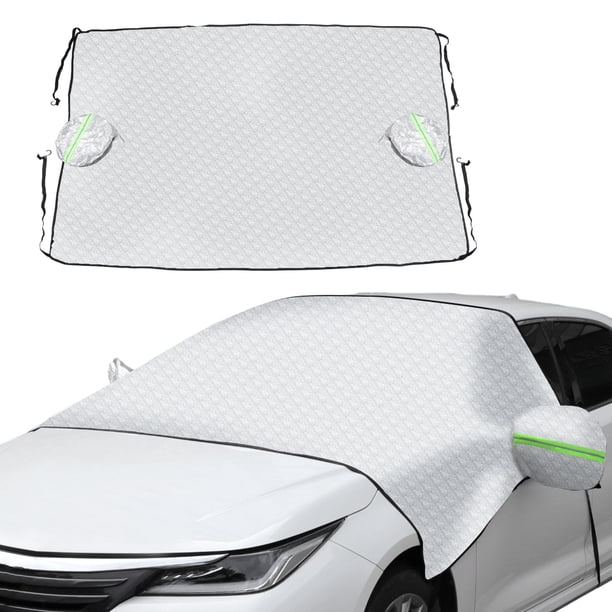 Cubierta de automóvil para ventanas laterales y parabrisas delantero para sedán/hatchback para SUV, película de aluminio de 86.6 pulgadas, 2 tiras reflectantes