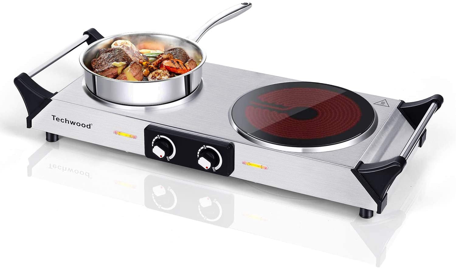 Techwood 1800W Infrared Ceramic Double Hot Plate for Cooking, Electric
