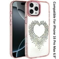 thumbnail image 3 of For iPhone 16 Pro Max 6.9 Angel Hearts Bling Shimmer Colorful Glitter Chrome Edged Hybrid Case - Rose Gold, 3 of 3