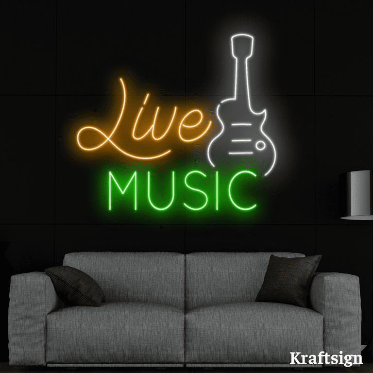 Wanxing Live Music Neon Signs Guitar Shape LED Signs Music