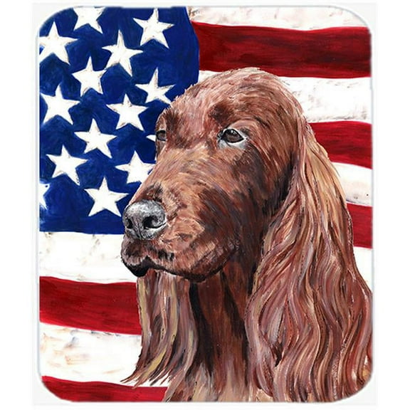 7.75 x 9.25 In. Irish Setter USA American Flag Mouse Pad, Hot Pad or Trivet