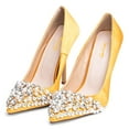 thumbnail image 2 of XYD Women Elegant Pointed Closed Toe Pearl Rhinestones Studded Slip On Stiletto Heels Pumps Prom Dressy Shoes Size 15 Yellow, 2 of 4