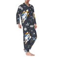 thumbnail image 2 of Fotbe Space Cars Pattern Long Sleeve Pajama Set for Men,Sleepwear Set,2-piece Loungewear Set,Soft PJs Comfy Nightwear with Pockets-Small, 2 of 7
