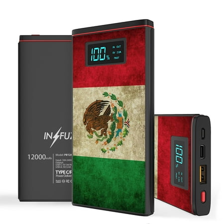 

INFUZE Portable Charger for REVVL V+ 5G Power Bank (18W Power Delivery USB-C/USB-A Ports 12000mAh Capacity USB Cables with Touchless Tool) - Vintage Mexico