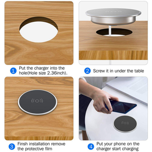 2X Construit dans Bureau sans fil Chargeur de bureau Meubles Embedded sans fil chargeur pour Smartphone