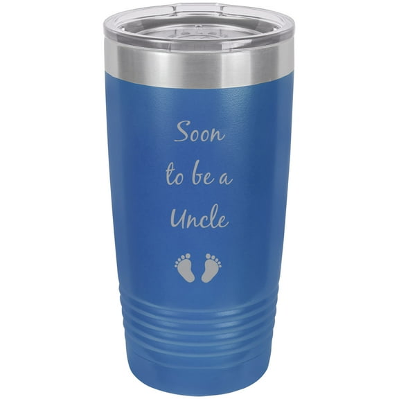 Soon to be a Uncle - Announcement Stainless Steel Engraved Insulated Tumbler 20 Oz Travel Coffee Mug, Blue