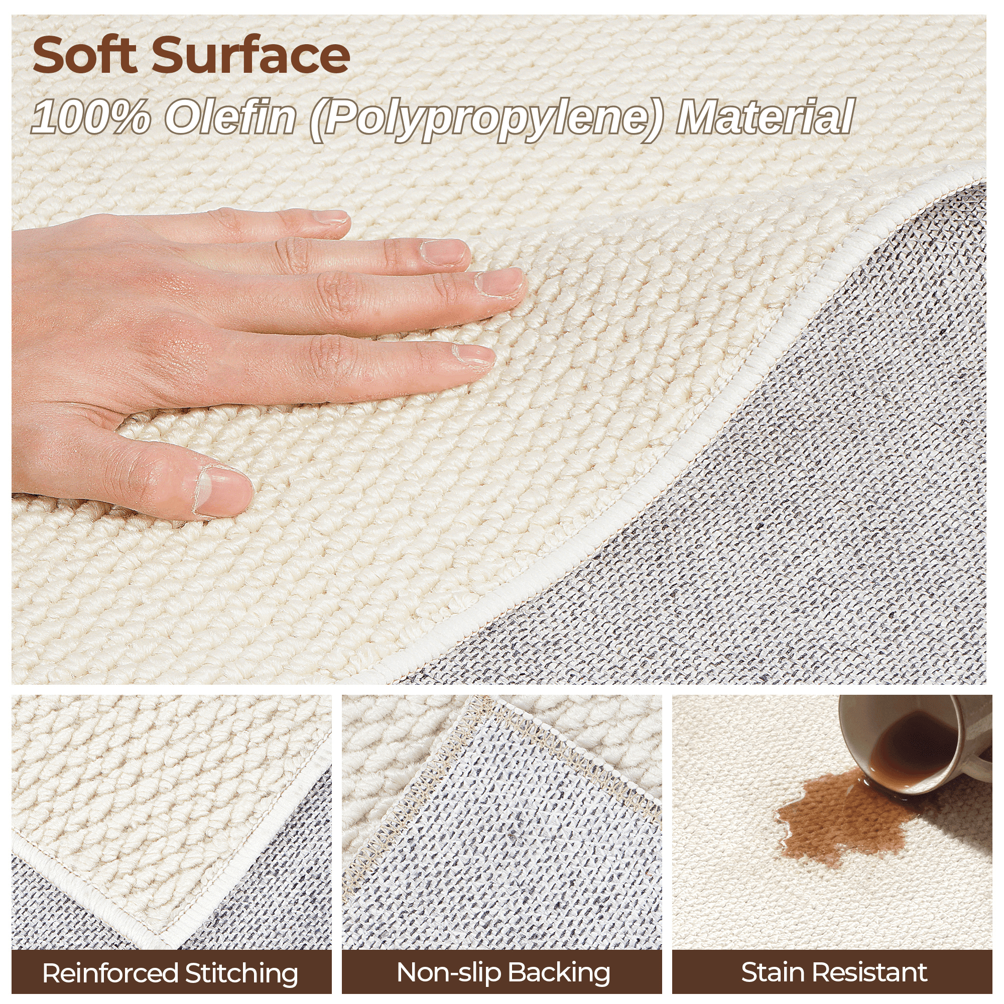 WANLISELL 5' x 7' Area Rug, Machine Washable Rugs for Living Room, Indoor Modern Soft Carpet for Dining Room Bedroom Kitchen Office, Pure White
