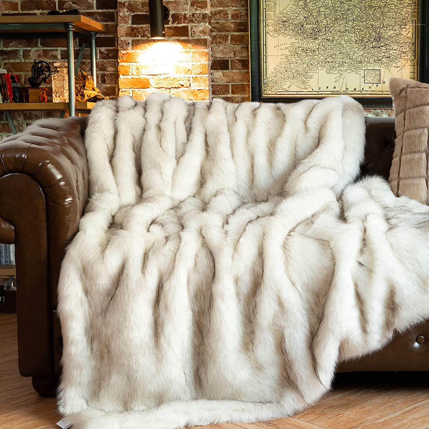 Large White Fur Throw