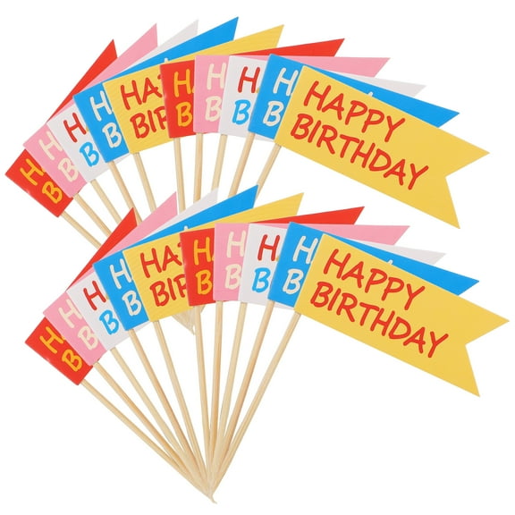 MLINS Assorted Color Birthday Cake Picks for Decoration Made of Premium Paper Great for Parties and Cake Decorating Toppers 50Pcs