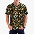 thumbnail image 5 of Yiaed Teal LeopardPrint Men's Short Sleeve Polo Shirt,Golf Polo for Men Three-Button Golf Shirt Athletic Casual Collared T-Shirt- 4X-Large, 5 of 7