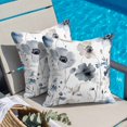 thumbnail image 4 of Spring Floral Throw Pillow Cover Watercolor Grey Blue Flower Cotton Linen Cushion Cover Throw Pillow Case with Invisible Zipper for Couch Sofa Bed Chair Car 26x26 Inch, 4 of 9