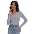thumbnail image 2 of Women Long Sleeve Scoop Neck Tops Stretch Fitted Casual Tops Tee Slim Fit Fall Going Out Sexy Basic Shirts, 2 of 6