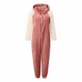 thumbnail image 3 of AUNVITO Women's Fleece Jumpsuit Pajamas Hooded Long Sleeve Front Zipper Cozy and Comfortable Homewear Style, 3 of 6