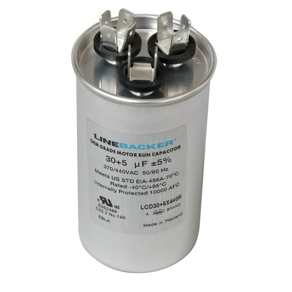 Linebacker Motor Run Dual Round Capacitor, 30   5 Mfd., 440 Volt, LCD30 5X440R