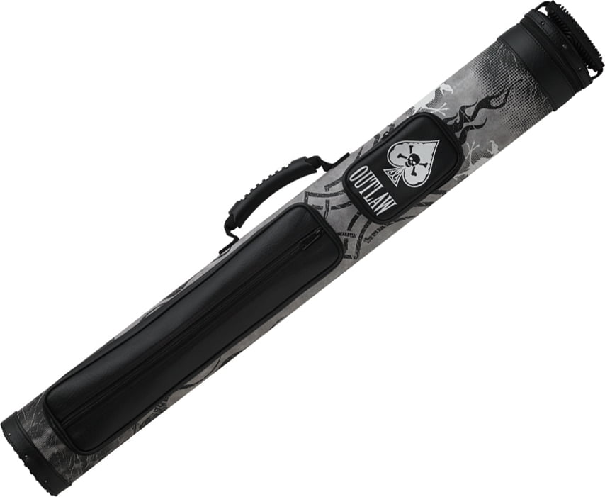 Outlaw Brand 2x2 Flame Skull Spades Pool/Billiard Hard Cue Case Black