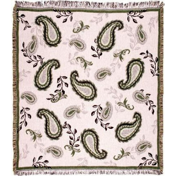 Simply Home Paisley - Avocado Afghan Throw Blanket 50" x 60"