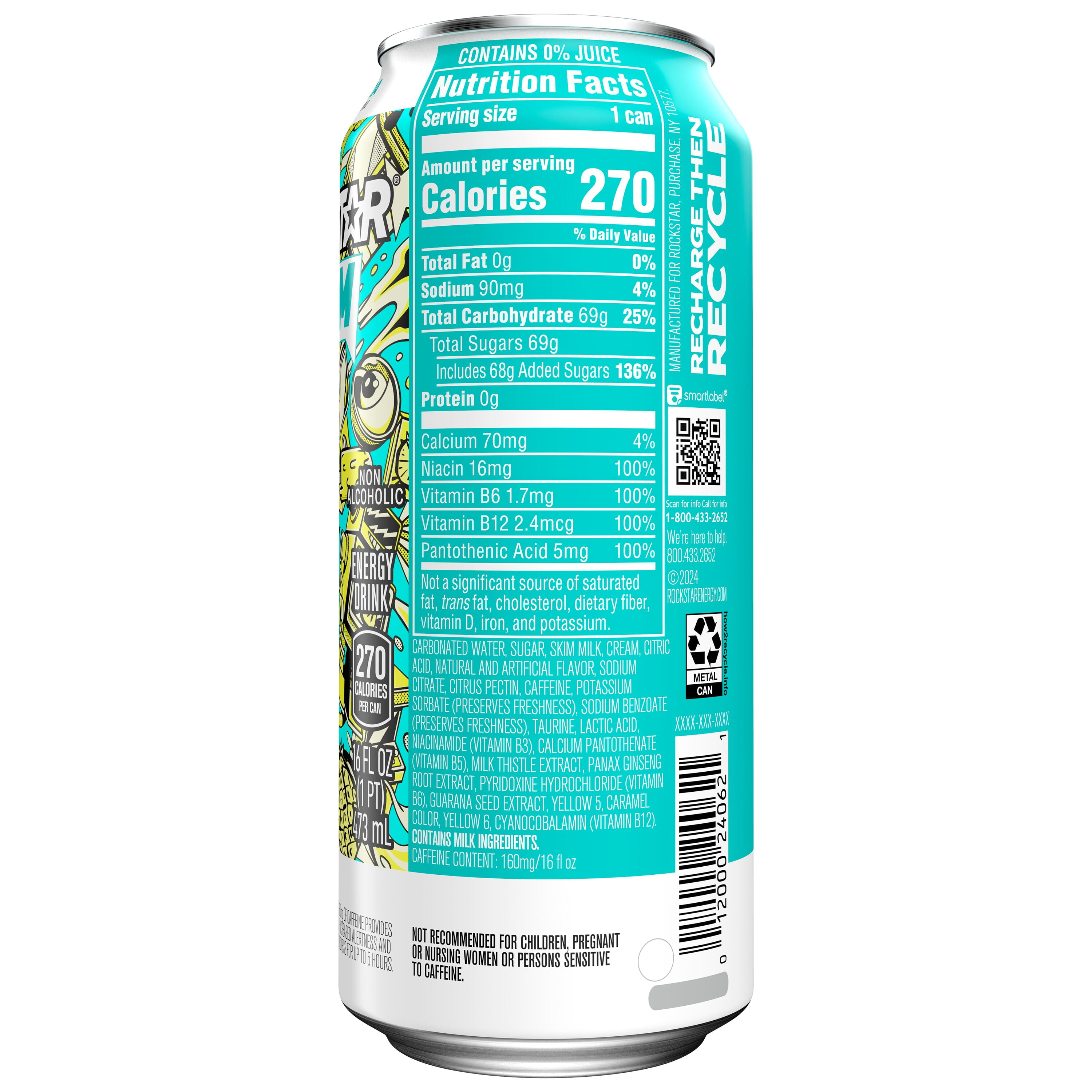 Rockstar Boom Pina Colada Flavor Energy Drink 16 fl oz, 12 Pack Cans
