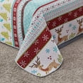thumbnail image 2 of Smuge Christmas Reindeer Bedding Sets King Size Rustic Quilt Sets Microfiber Tree Xmas Bedspread Snowflake Coverlet Set with 2 Pillow Shams,Red Stripe, 2 of 10