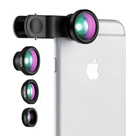 Clip-On 180 Degree Supreme Fisheye + 0.67X Wide Angle+ Micro Lens 3-in-1 Easy-Use Camera Lens Kits For iPhone 6 / 6 Plus, iPhone 5 5S 4S (Best Lens For Iphone 4s)