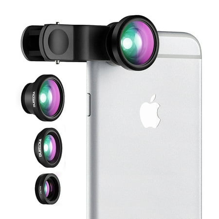 Clip-On 180 Degree Supreme Fisheye + 0.67X Wide Angle+ Micro Lens 3-in-1 Easy-Use Camera Lens Kits For iPhone 6 / 6 Plus, iPhone 5 5S 4S (Best Lens Attachment For Iphone 6 Plus)