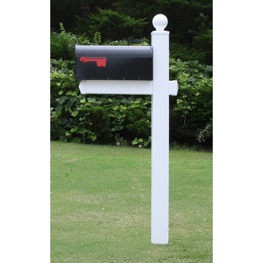 The Washington Mailbox System with White Vinyl Post Combo, Stand, and