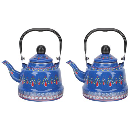 

Bestonzon 2pcs Enamel Tea Pot Household Tea Kettle Thicken Water Coffee Tea Kettle Pot for Stovetop