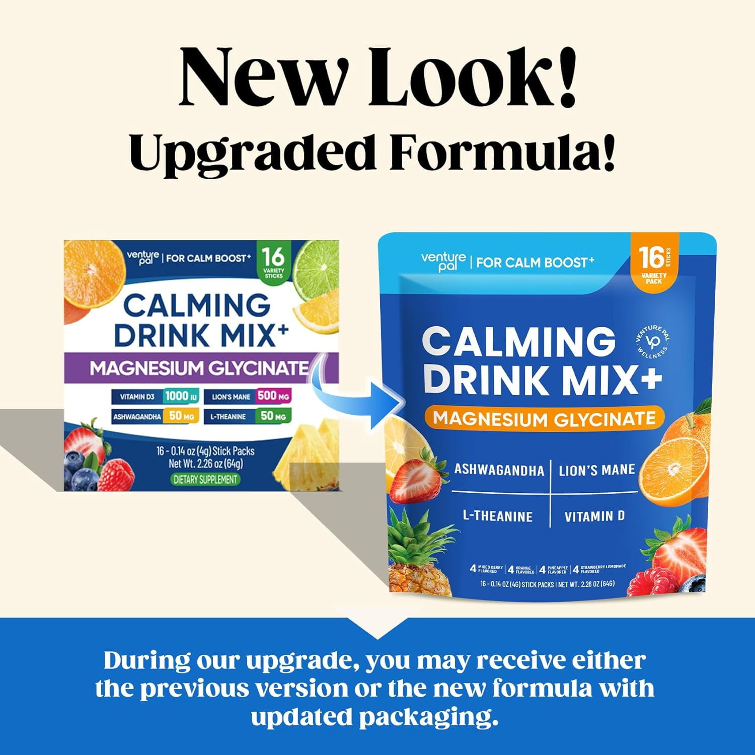 Venture Pal Calming Powdered Drink Mix, Magnesium Glycinate, Vegan