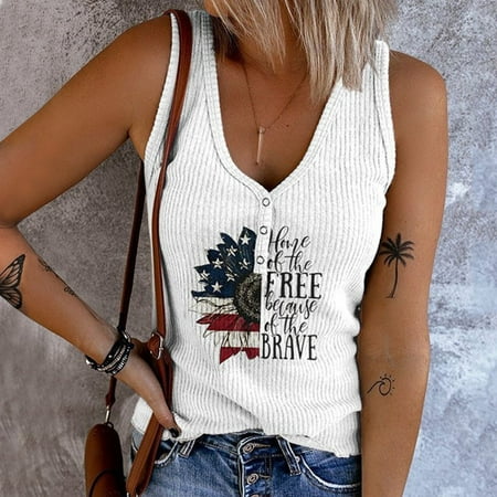 

Women Independence Day Print Sleeveless Top Casual Knit Shirt Vest Round Neck Splice Tanks Camis Junior Top Anime Scrubs
