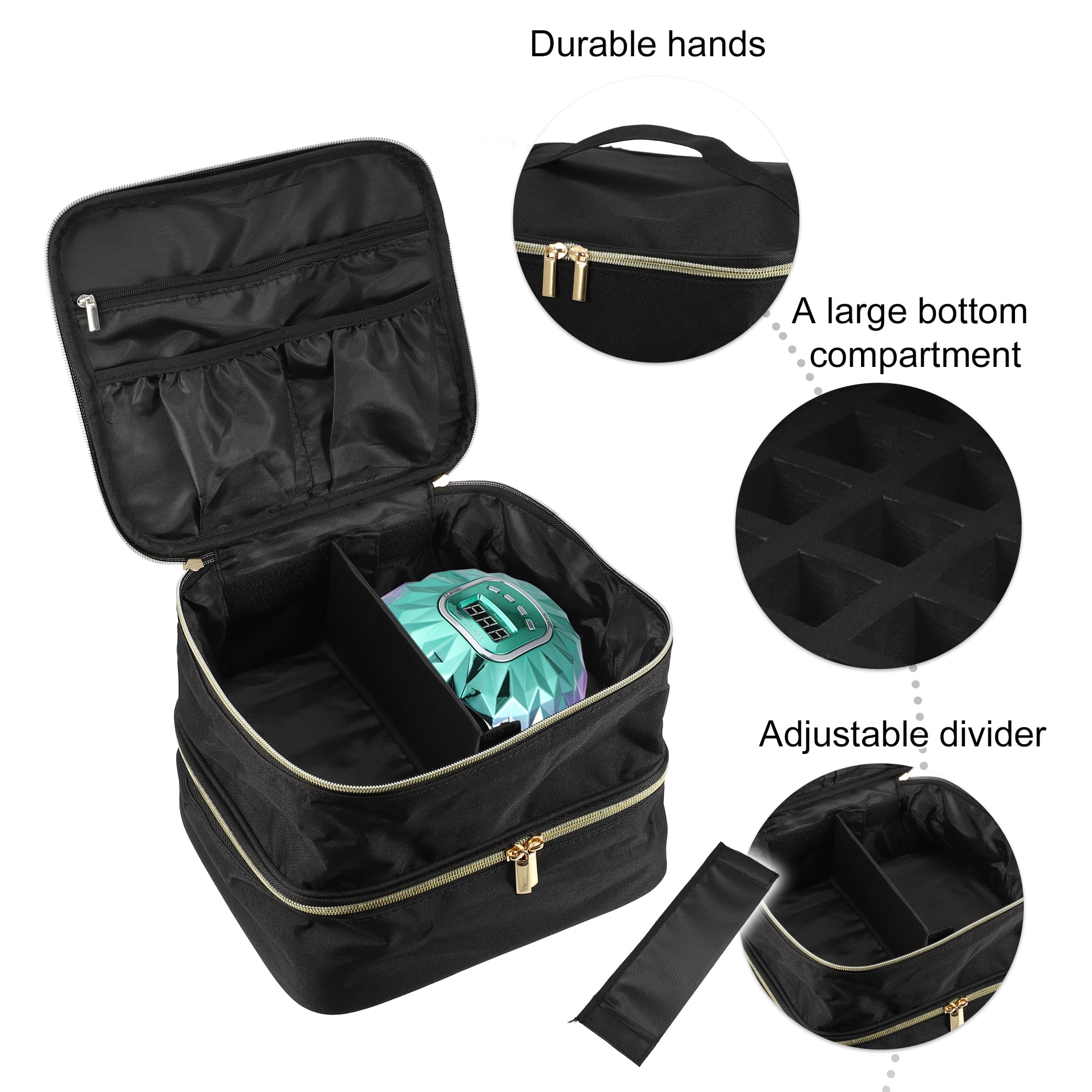 Unique Bargains Floral Makeup Bag Zipper Flower Cosmetic Pouch Black