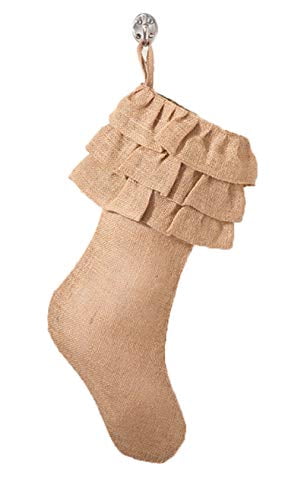 Natural Jute Ruffled Design Christmas Stocking 13" x 19"