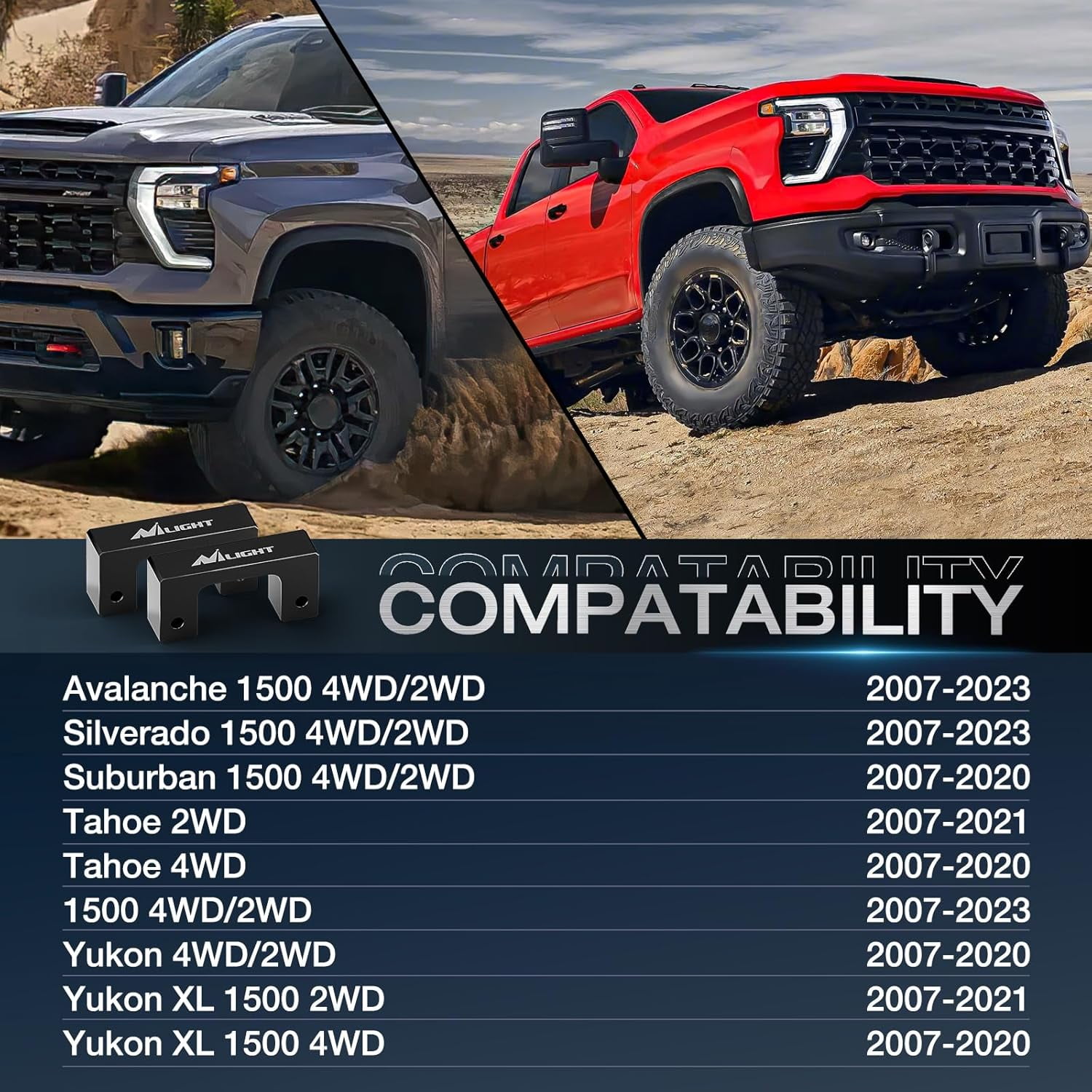 Nilight 1.5" Front Leveling Kit for Chevy Avalanche Silverado Suburban 1500 Tahoe Sierra Yukon XL1500 2007 2008 2009 2010 2011 2012 2013 2014 2015 2016 2017 2018 2019 2020 2021 2022 2023