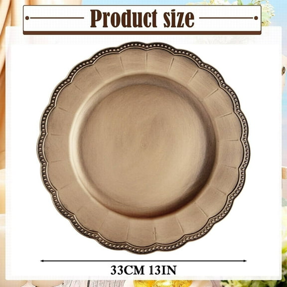 Haful Retro Traygold Acrylic Plastic Dinner Plate Chargers with Gold Brushed Wavy Scalloped Rim Brilliance to Weddings Banquets Or Festive Gatherings