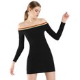 thumbnail image 1 of Allegra K Vestido De Mujer Con Hombros Descubiertos, Manga Larga, Rayas Arcoíris, Ce?ido Al Cuerpo, Cóctel, Fiesta, Lápiz, Acanalado, Minivestido Ajustado Negro M Unique Bargains Cóctel, 1 of 6