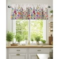 thumbnail image 2 of Colorful Flower Valances for Windows Floral Farmhouse Garden Beige Texture Valance Rod Pocket Light Filtering Short Window Treatments Curtains for Kitchen Bathroom Living Room Bedroom, 42 x 18 Inch, 2 of 7