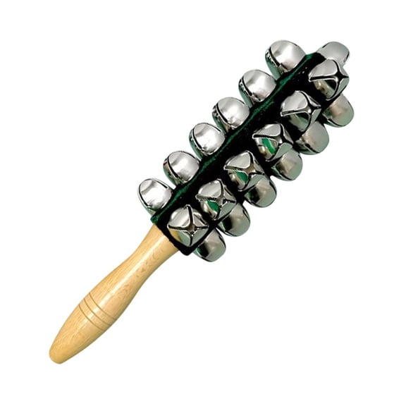 Hand Shaker Bell Rattle Sleigh Wooden Handle Musical Percussion Instrument for Christmas Kids Party