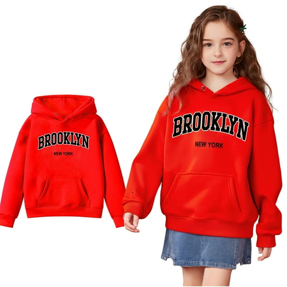 Kids Boys Hoodie Brooklyn Letter Print Hoodies Long Sleeve Casual Basic Pullover Sweatshirt Hoodie Winter Clothes Boys 6-7 Years Clothes Kids Clothes
