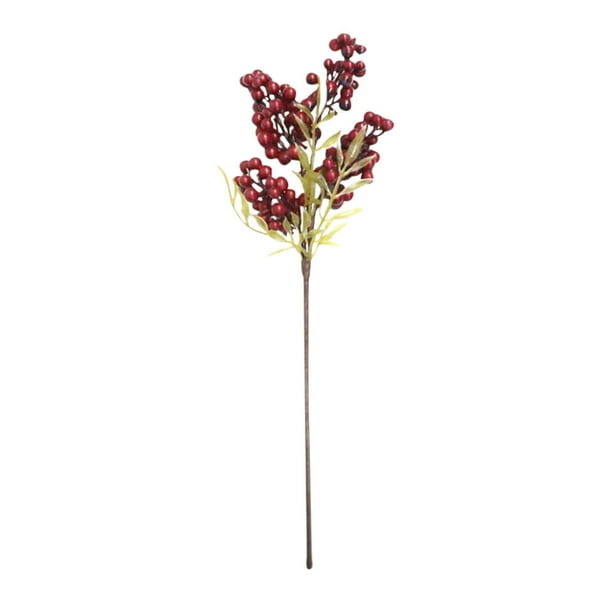 Rama de árbol colgante Berry Flores Pick Decoración Guirnalda Jarrón Rojo en acebo Flores artificiales
