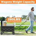 thumbnail image 5 of Wagons Carts Foldable - Collapsible Wagon Cart with Wheels Foldable - Utility Folding Wagon Cart for Sports Camping Grocery, Black, 5 of 6