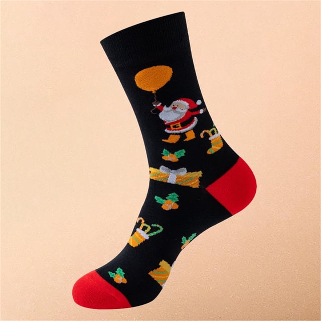 Adult Novelty Christmas Socks Festive Santa and Bells Design Multi Pack for Holiday
